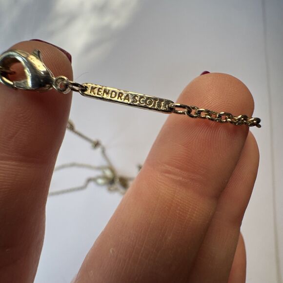 Kendra Scott Kellie long station necklace Ivory mother of pearl Gold tone 38” - Picture 8 of 10